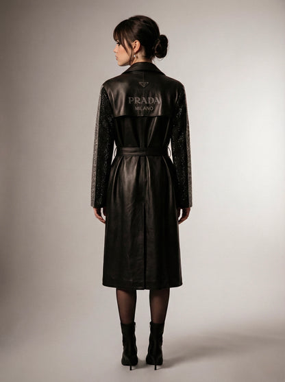 Eco-leather trench coat