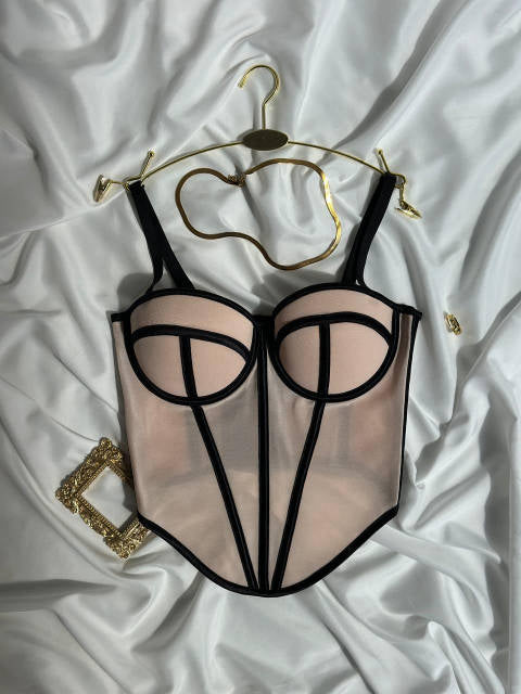 Corset Bustier with Sheer Mesh