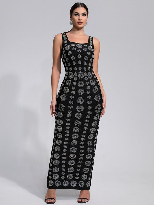 Floor-length dress with sequins