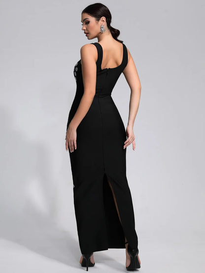 Floor-length dress with sequins