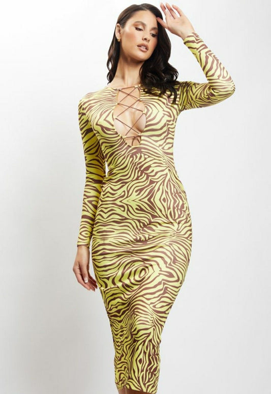 Animal print midi dress