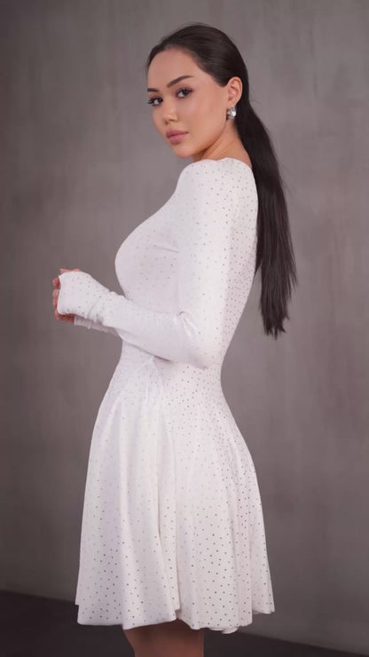 White Mini Dress with Stones
